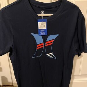 Hurley Blue and Red Short Sleeve Tee with Graphic Design